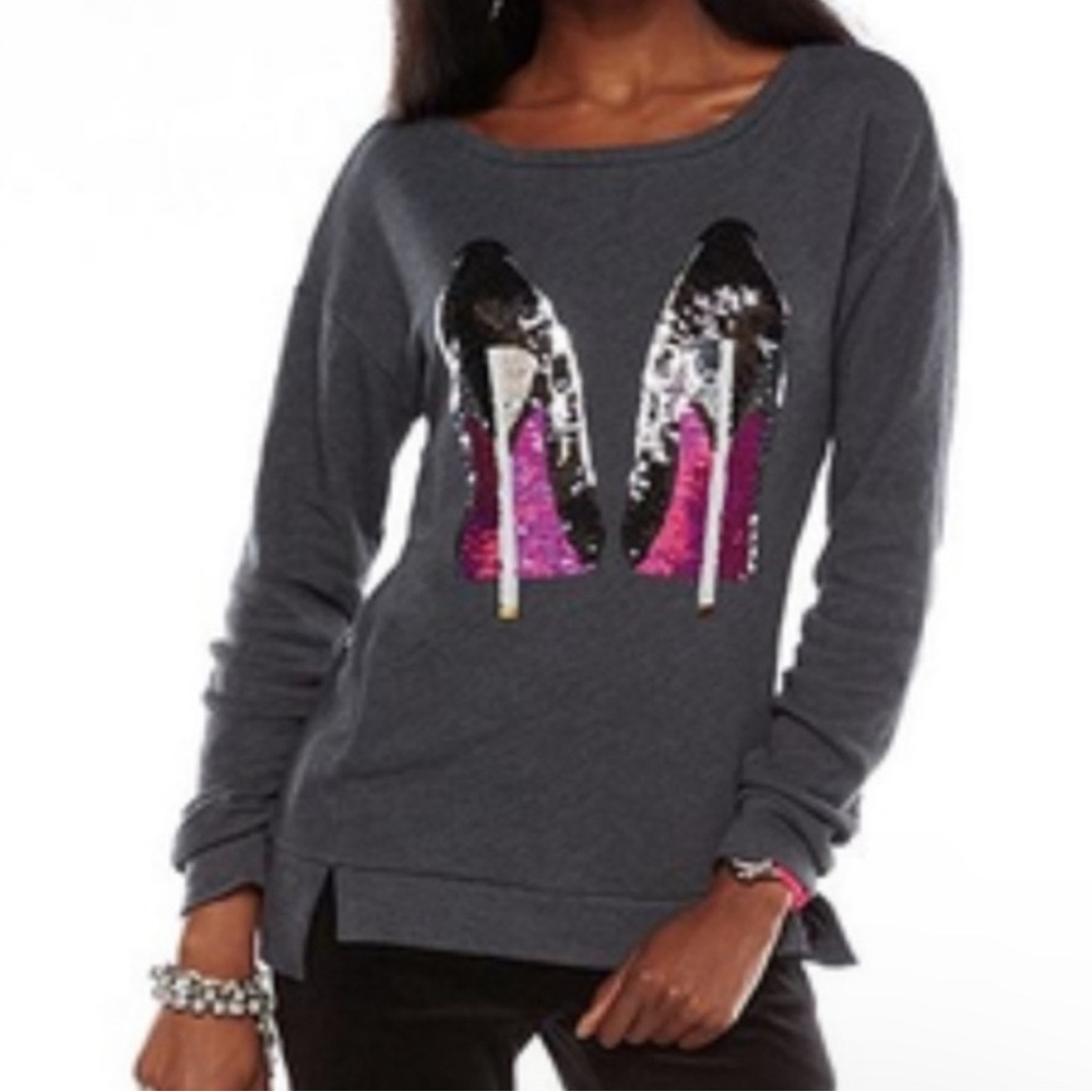 JUICY‎ COUTURE Sequin High Heeled Lightweight Sweatshirt L